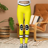 Personalized Yellow Black White Pet Mama Stripes Leggings