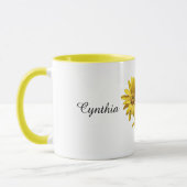 Personalized Yellow Daisy Floral Mok (Links)