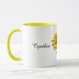 Personalized Yellow Daisy Floral Mok