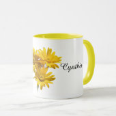 Personalized Yellow Daisy Floral Mok (Voorkant rechts)