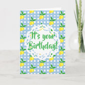 Personalized Yellow Lemons Blue White Birthday  Kaart (Voorkant)