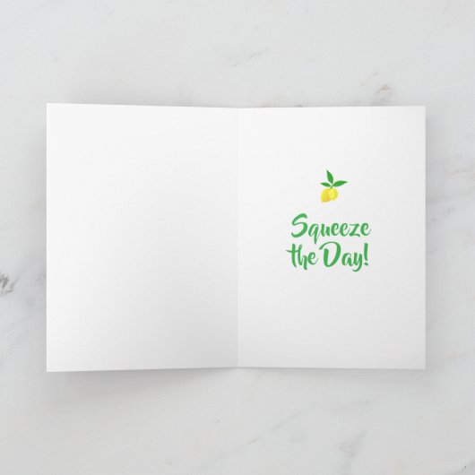 Personalized Yellow Lemons Blue White Birthday  Kaart (Binnen)