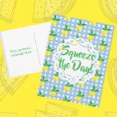 Personalized Yellow Lemons Blue White Birthday  Kaart