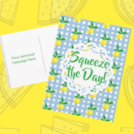 Personalized Yellow Lemons Blue White Birthday  Kaart