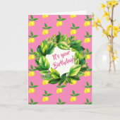 Personalized Yellow Lemons Hot Pink  Kaart (Gele Bloem)