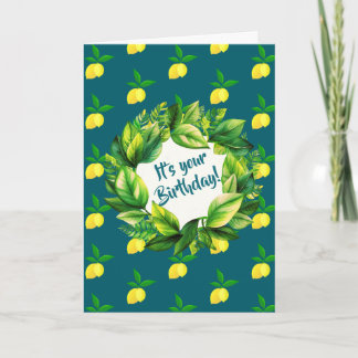 Personalized Yellow Lemons Teal  Kaart