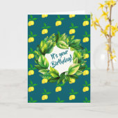 Personalized Yellow Lemons Teal  Kaart (Gele Bloem)