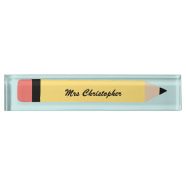 Personalized yellow Pencil Teacher  Naambordje