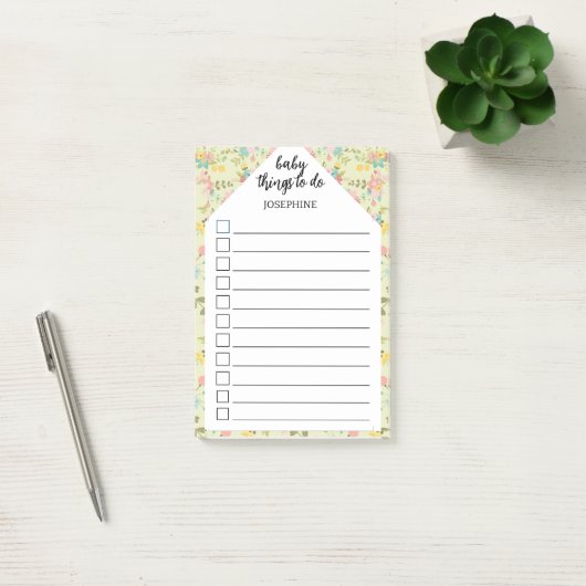 Personalized Yellow Pink Green baby things to do Post-it® Notes (Kantoor)