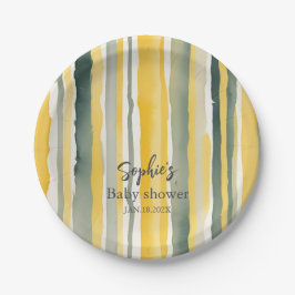 Personalized Yellow Stripe Baby Shower Papieren Bordje