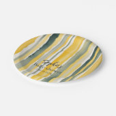 Personalized Yellow Stripe Baby Shower Papieren Bordje (Gekanteld)