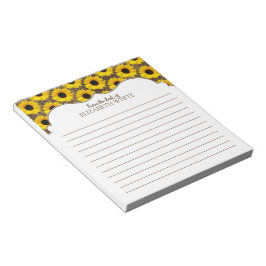 Personalized Yellow Sunflower Wood Pattern Notitieblok