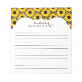 Personalized Yellow Sunflower Wood Pattern Notitieblok