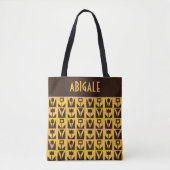 Personalized Yellow Tote Bag with Abstract Flowers (Voorkant)