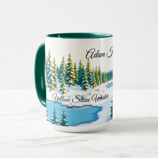Personalized Yellowstone Winter Scene Coffee Mok (Voorkant links)