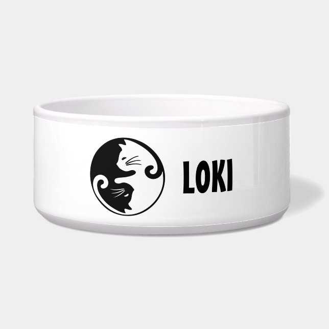 Personalized Ying Yang Cat  Voerbakje (Voorkant)