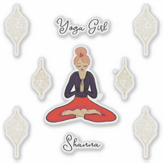 Personalized Yoga Girl Sticker (Voorkant)