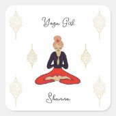 Personalized Yoga Girl Vierkante Sticker (Voorkant)