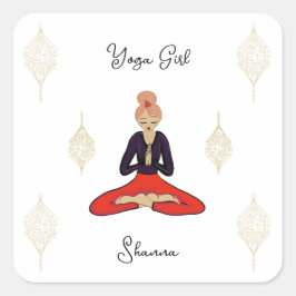 Personalized Yoga Girl Vierkante Sticker