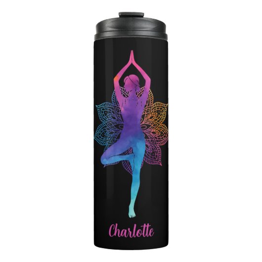 Personalized Yoga Thermal Tumbler – Add Your Name Thermosbeker (Voorkant)