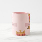 Personalized Yorkie Dog with Heart Sunglasses Tweekleurige Koffiemok (Center)