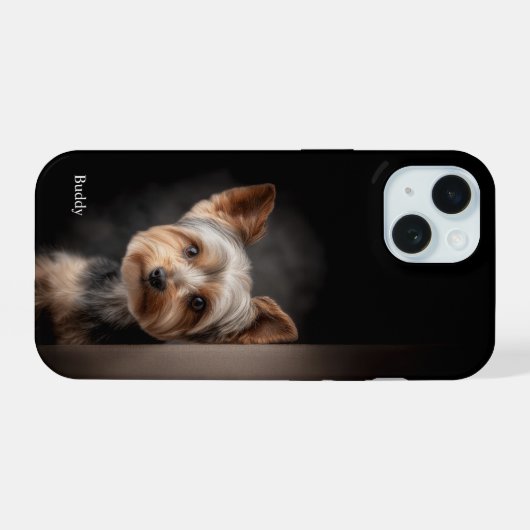 Personalized Yorkshire Terrier Portrait iPhone 15 Case (Achterkant horizontaal)