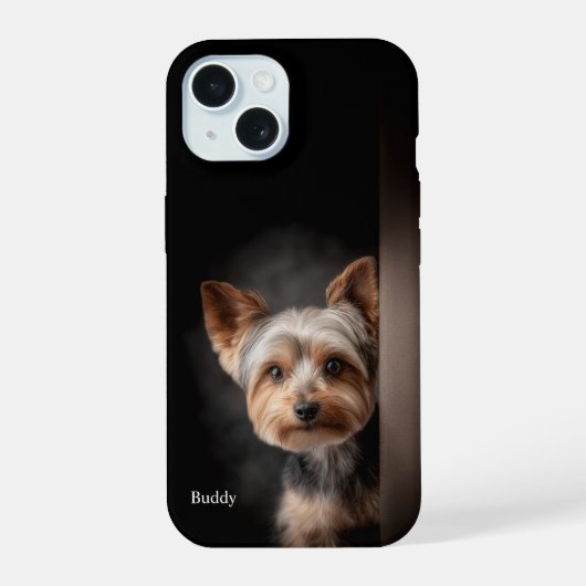 Personalized Yorkshire Terrier Portrait iPhone 15 Case (Achterkant)