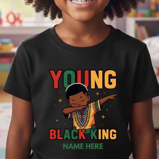 Personalized Young Black King Dabbing Boy T-shirt