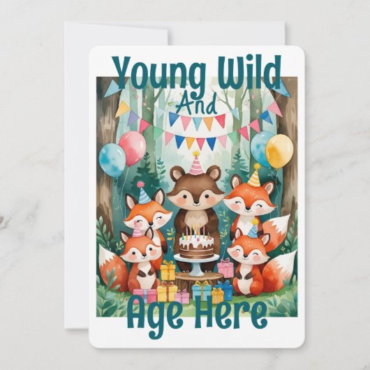 Personalized Young Wild And Age Birthday Party Kaart (Voorkant)