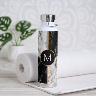 Personalized Your Letter Water Bottle Faux Marble Waterfles