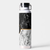 Personalized Your Letter Water Bottle Faux Marble Waterfles (Achterkant)