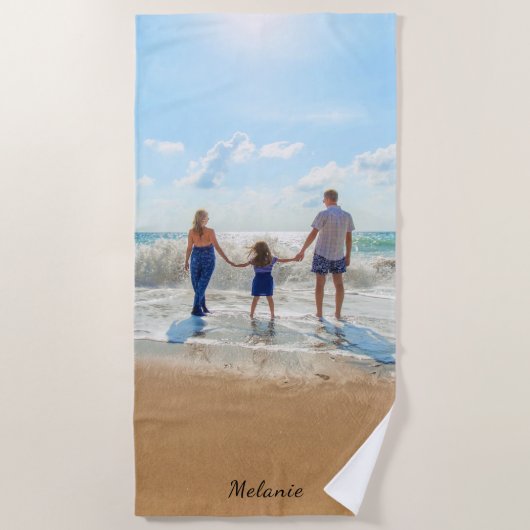 Personalized Your Photo Beach Towel Custom Name Strandlaken (Voorkant)