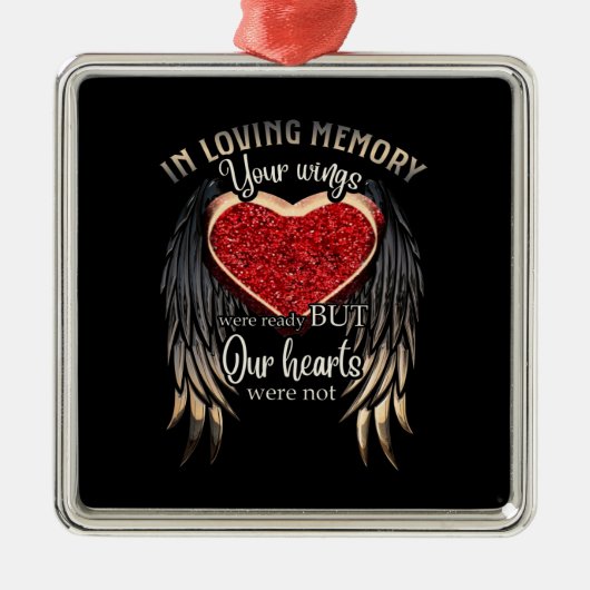 Personalized Your Wings Ready But Our Hearts Metalen Ornament (Voorkant)