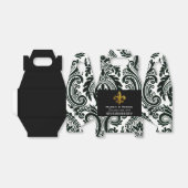 PERSONALIZED ZWART WIT & GOUD FLEUR DE LIS BEDANKDOOSJES (Uitgevouwen)