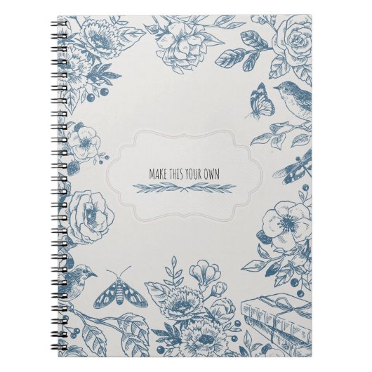 PERSONALIZEER Blue Line Bloemen | Notitieboek (Voorkant)