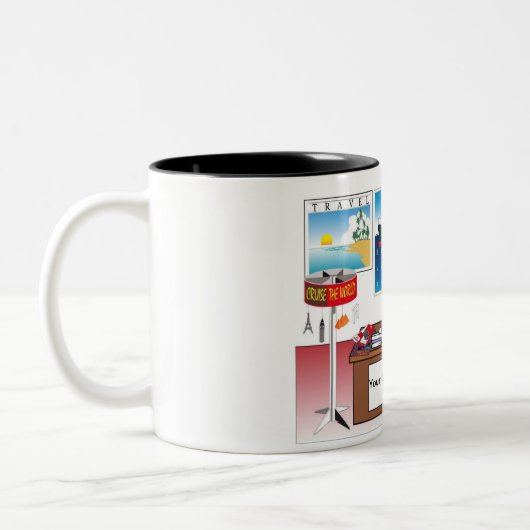 Personalizeerde reisagent - Vrouw Cartoon Tweekleurige Koffiemok (Links)