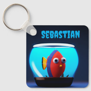 PERSONALIZEERDE ZOETE VIS AQUARIUM SLEUTELHANGER