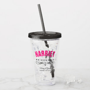 PERSONALIZEN BRIDESMAID WEDDING ACRYL DRINKBEKER
