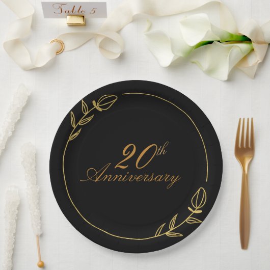 Personalizes Anniversary with Golden Frame Papieren Bordje (Huwelijk)