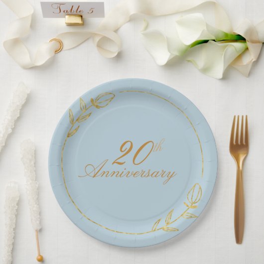Personalizes Anniversary with Golden Frame Papieren Bordje (Huwelijk)