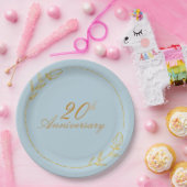 Personalizes Anniversary with Golden Frame Papieren Bordje (Feest)