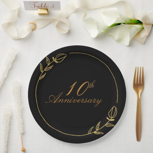 Personalizes Anniversary with Golden Frame Papieren Bordje (Huwelijk)