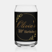 Personalizes Birthday with Golden Frame Blikvorm Glas (Voorkant)