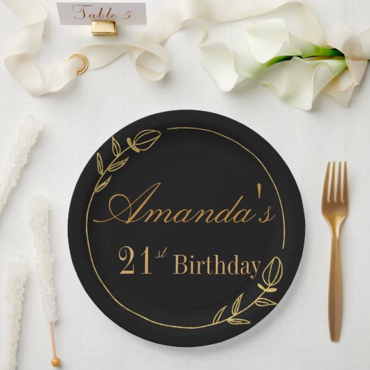 Personalizes Birthday with Golden Frame Papieren Bordje (Huwelijk)