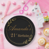 Personalizes Birthday with Golden Frame Papieren Bordje (Feest)