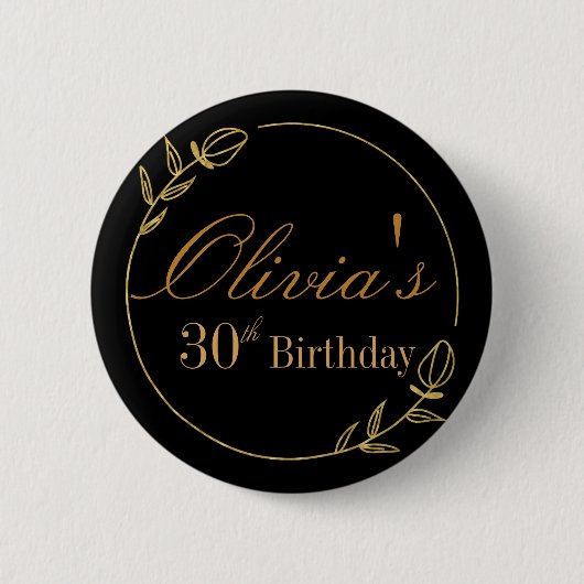 Personalizes Birthday with Golden Frame Ronde Button 5,7 Cm (Voorkant)