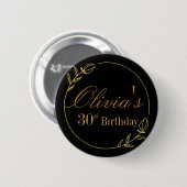 Personalizes Birthday with Golden Frame Ronde Button 5,7 Cm (Voorkant /achterkant)