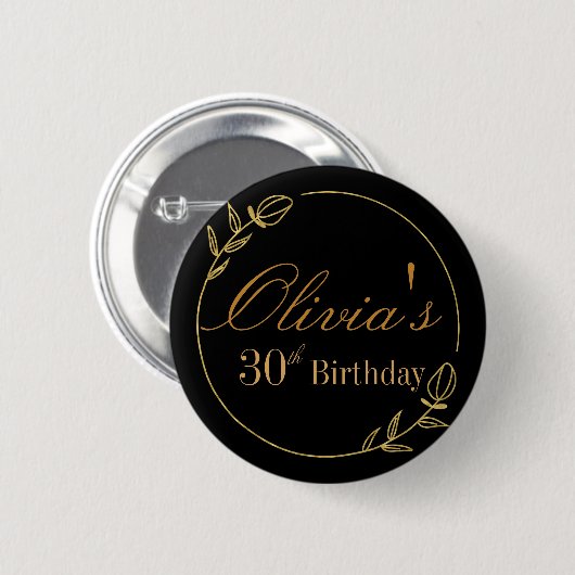 Personalizes Birthday with Golden Frame Ronde Button 5,7 Cm (Voorkant /achterkant)