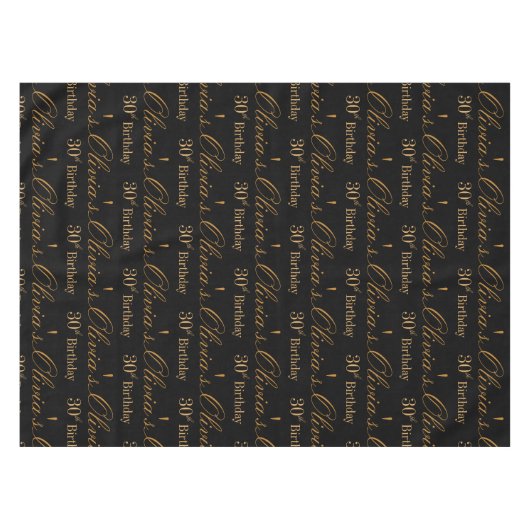 Personalizes Birthday with Golden Frame Tafelkleed (Voorkant (Horizontaal))