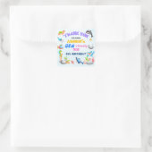 Personalzed Sea-riously Fun Ocean Protector Party Vierkante Sticker (Tas)